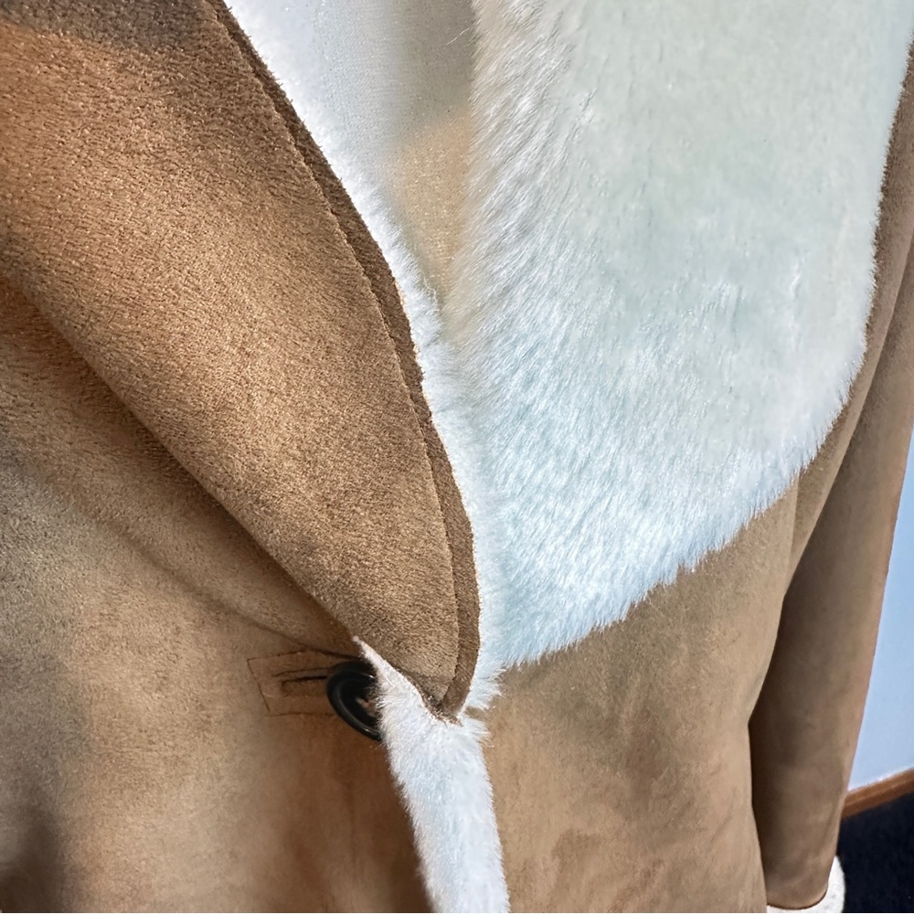 Relativity Rich Brown Faux Suede Sherpa Style Button Front Jacket XL - Picture 8 of 12